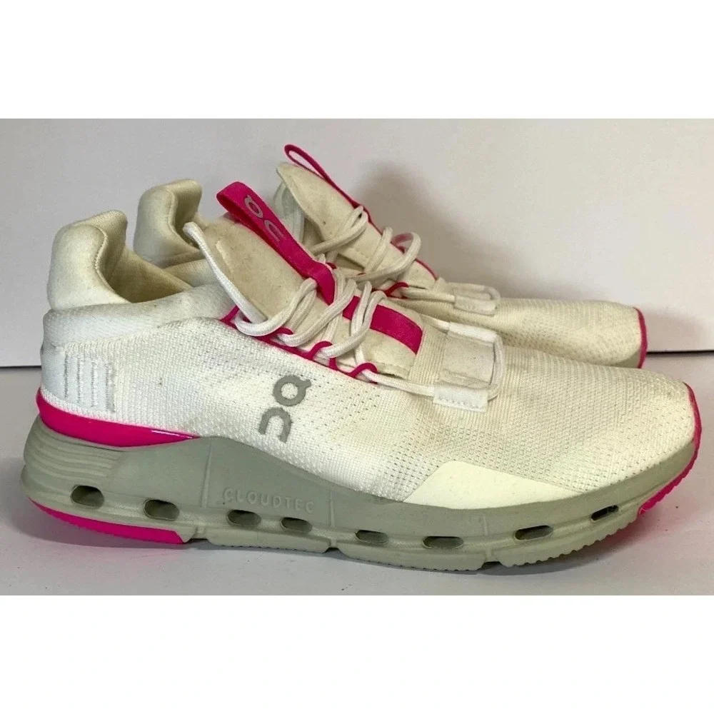 On Cloudnova 26.98495 Women's Sneakers 7M White Carnation Athletic Running Shoe